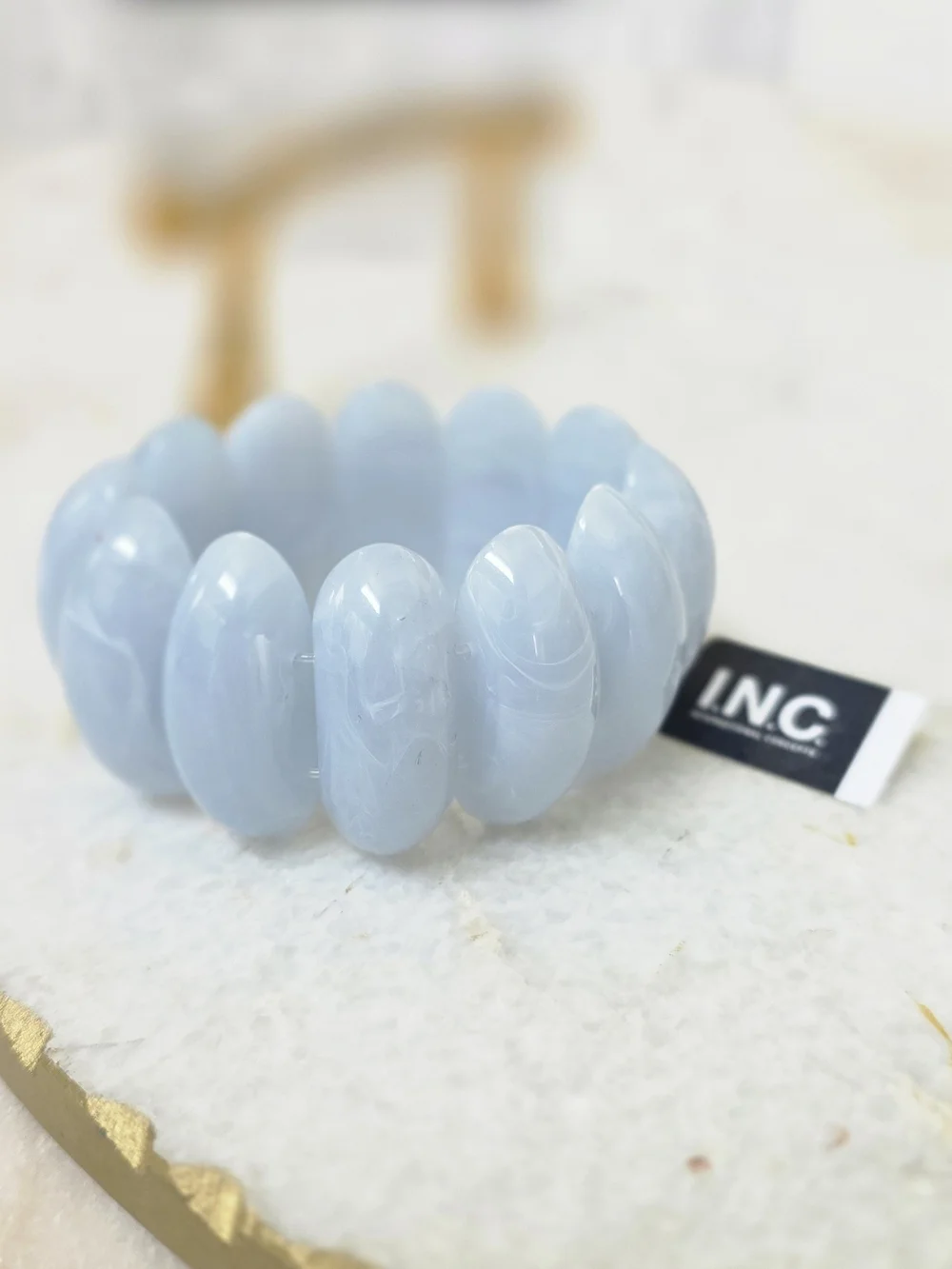 INC International Concepts Blue Shell Stretch Tower Bracelet Light Blue NWT